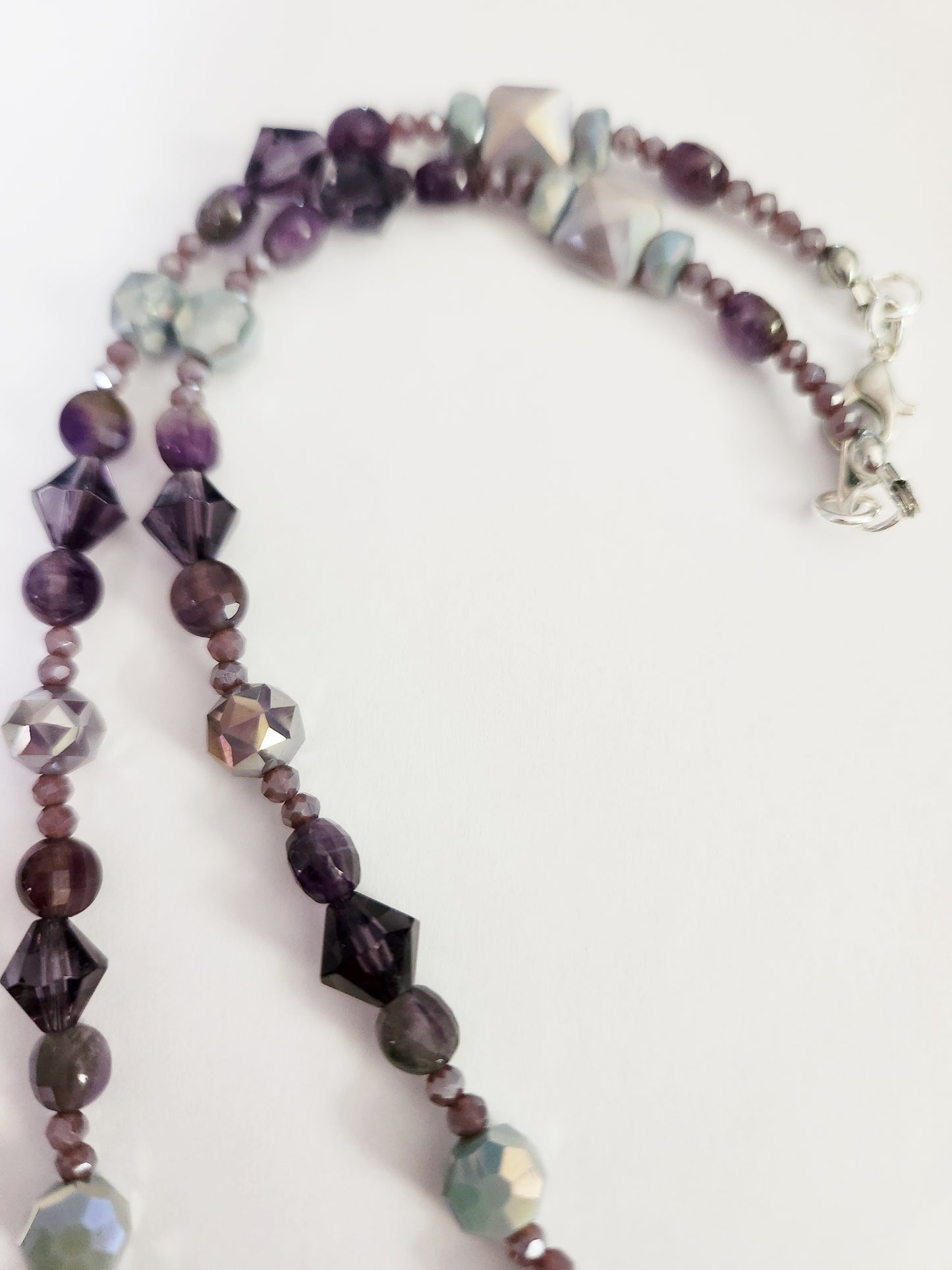 Amethyst tree of life gemstone silver necklace