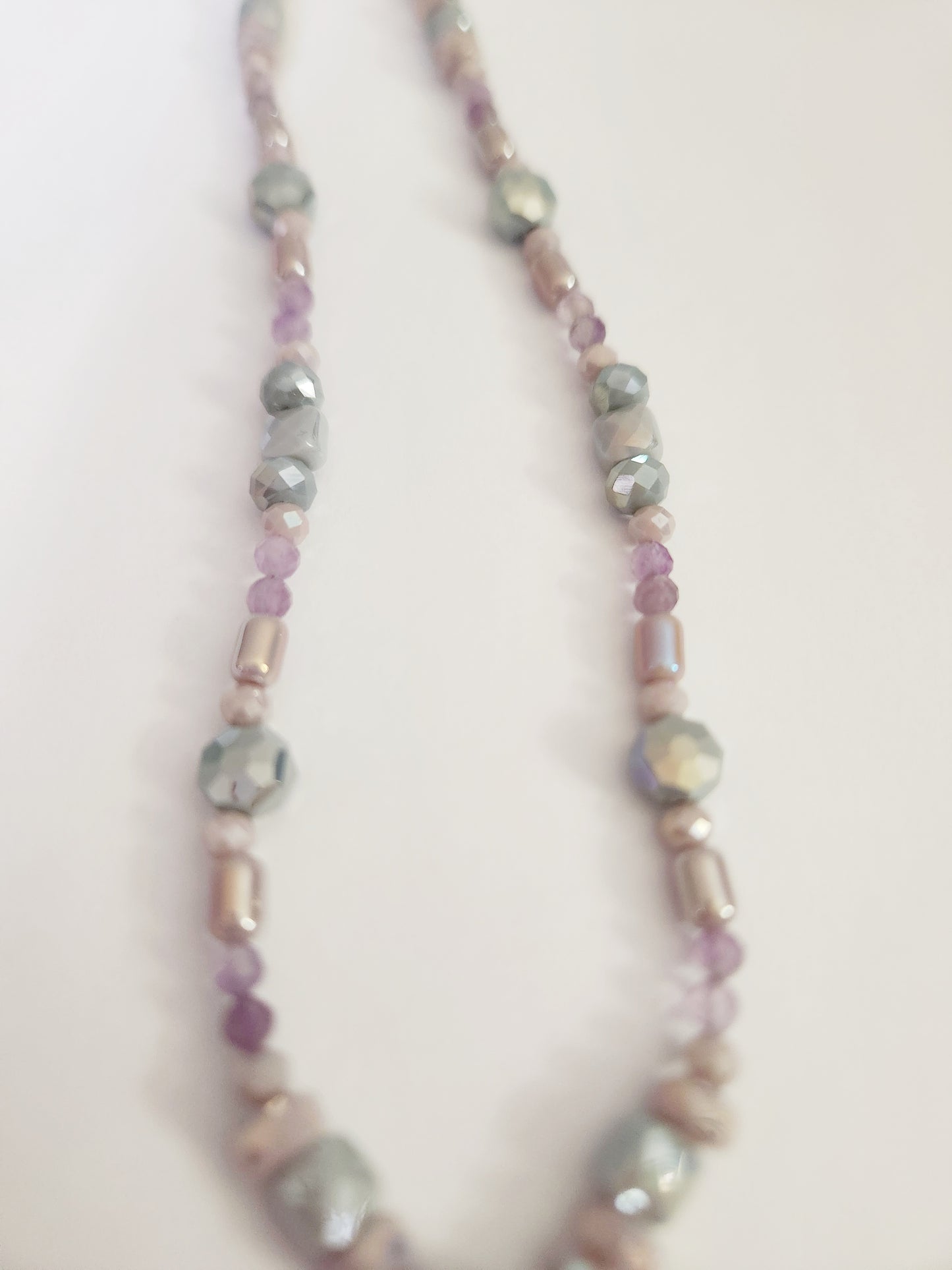 Amethyst crescent moon gemstone silver necklace, choker necklace