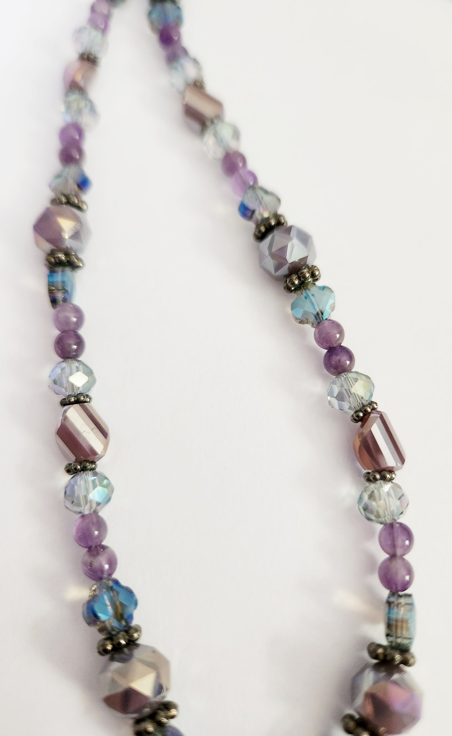 Purple and blue butterfly Amethyst gemstone necklace