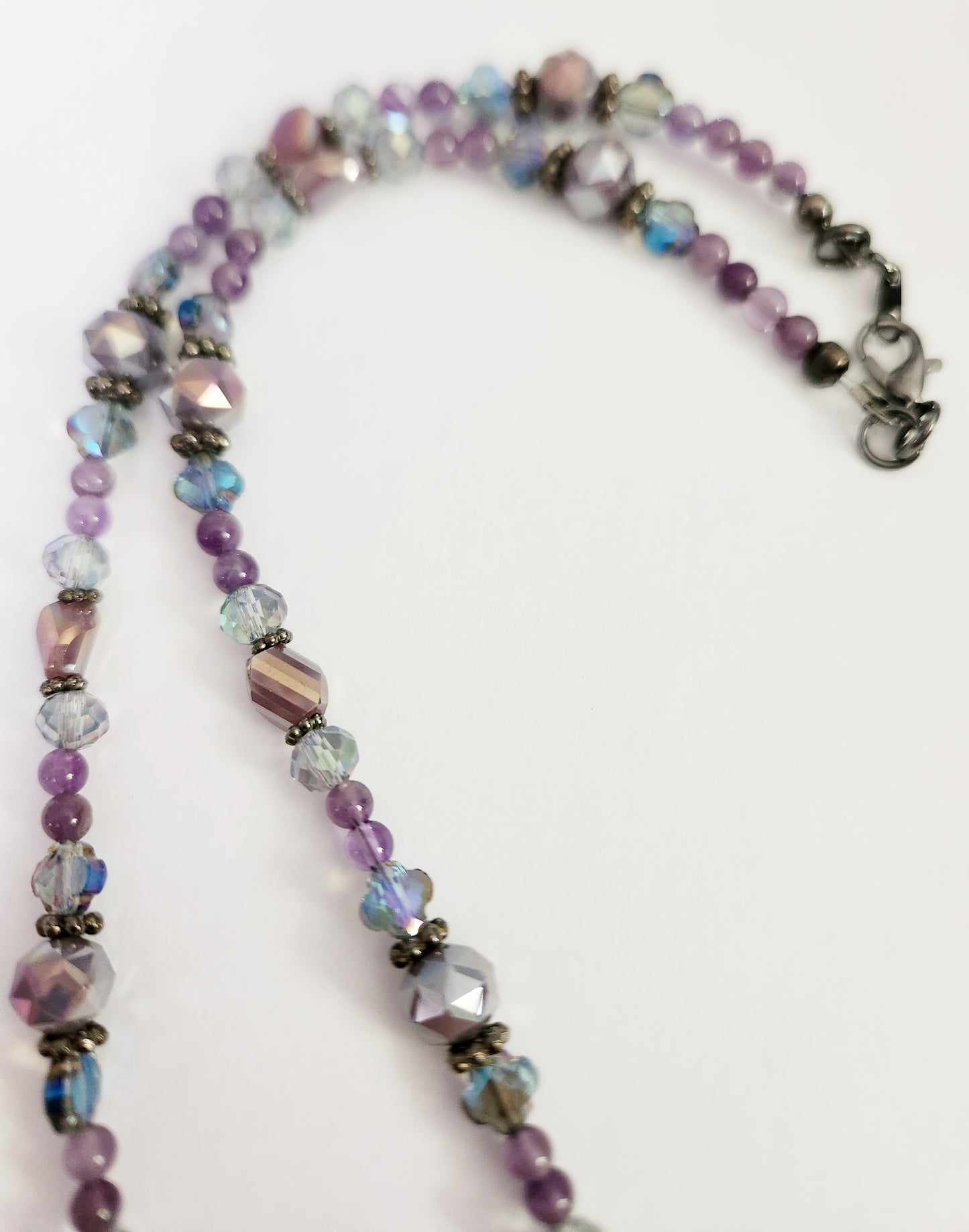 Purple and blue butterfly Amethyst gemstone necklace