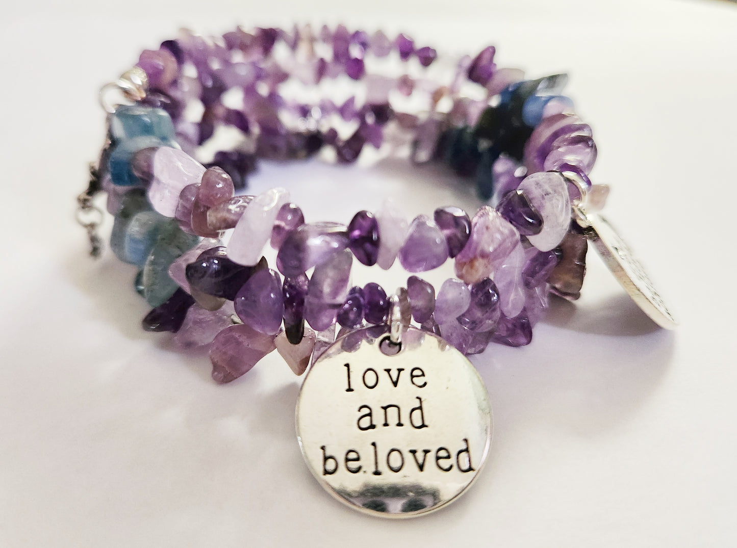 Amethyst and Blue Kyanite gemstone wrap bracelet