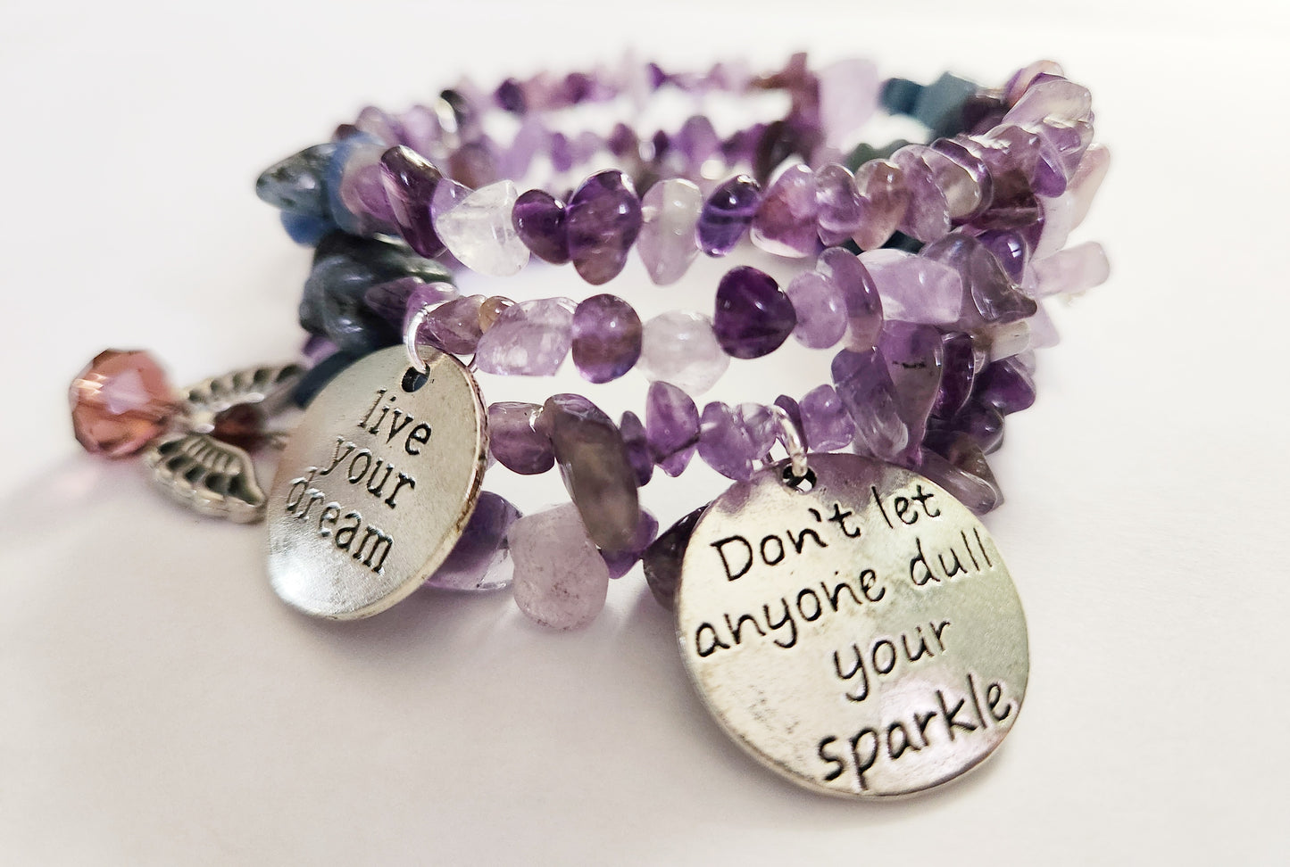 Amethyst and Blue Kyanite gemstone wrap bracelet