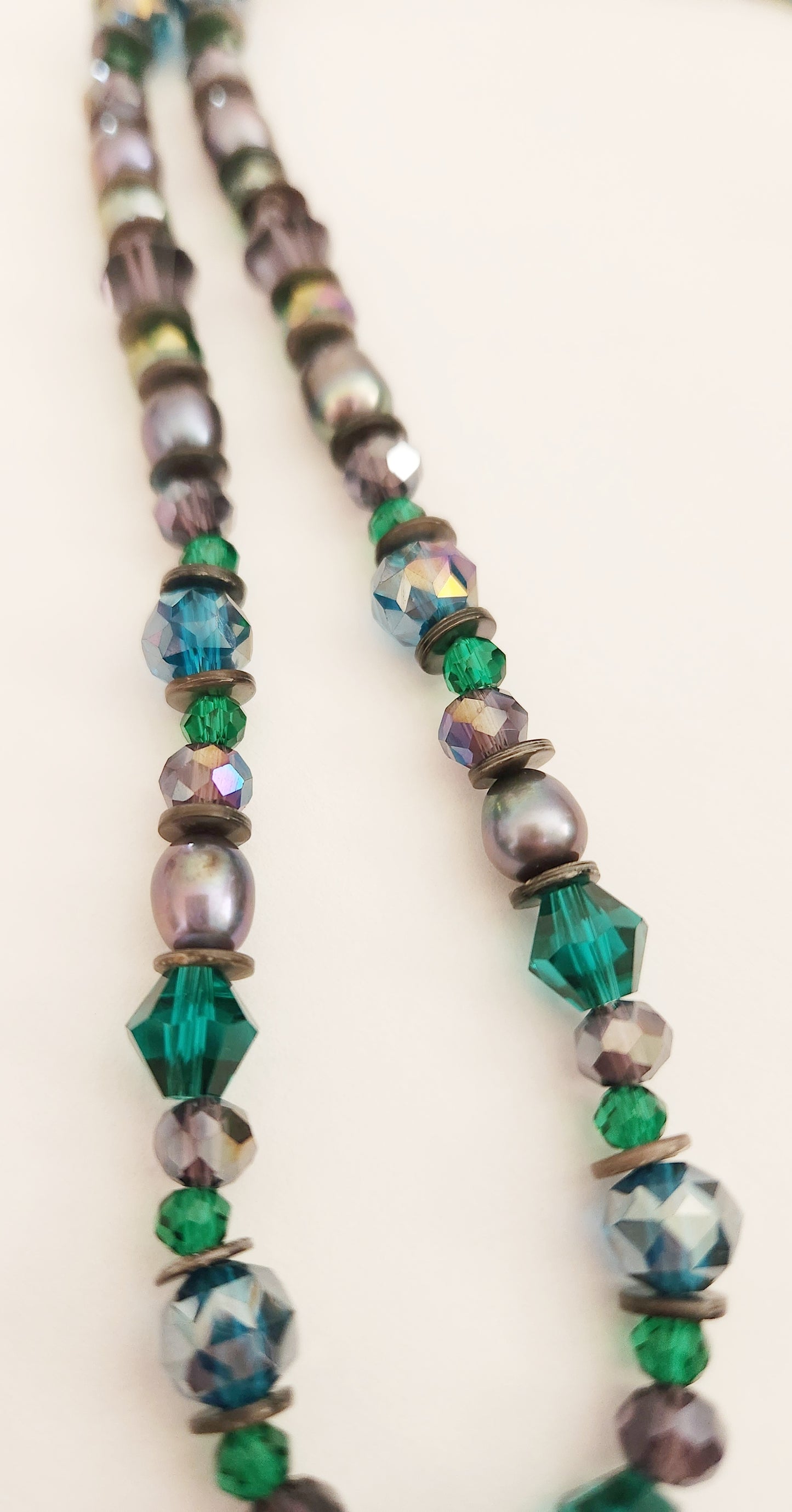 Silver abalone shell and pearl silver necklace
