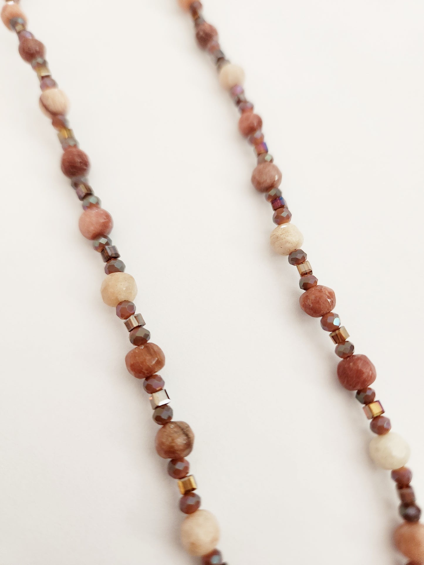 Copper heart gemstone necklace