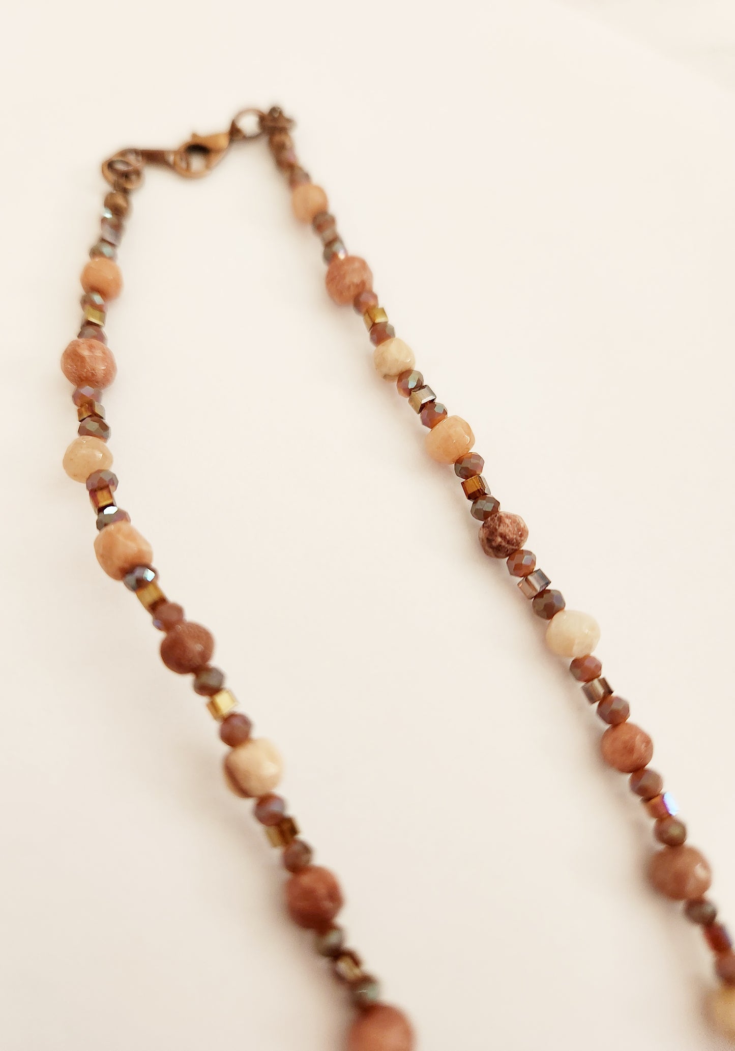 Copper heart gemstone necklace