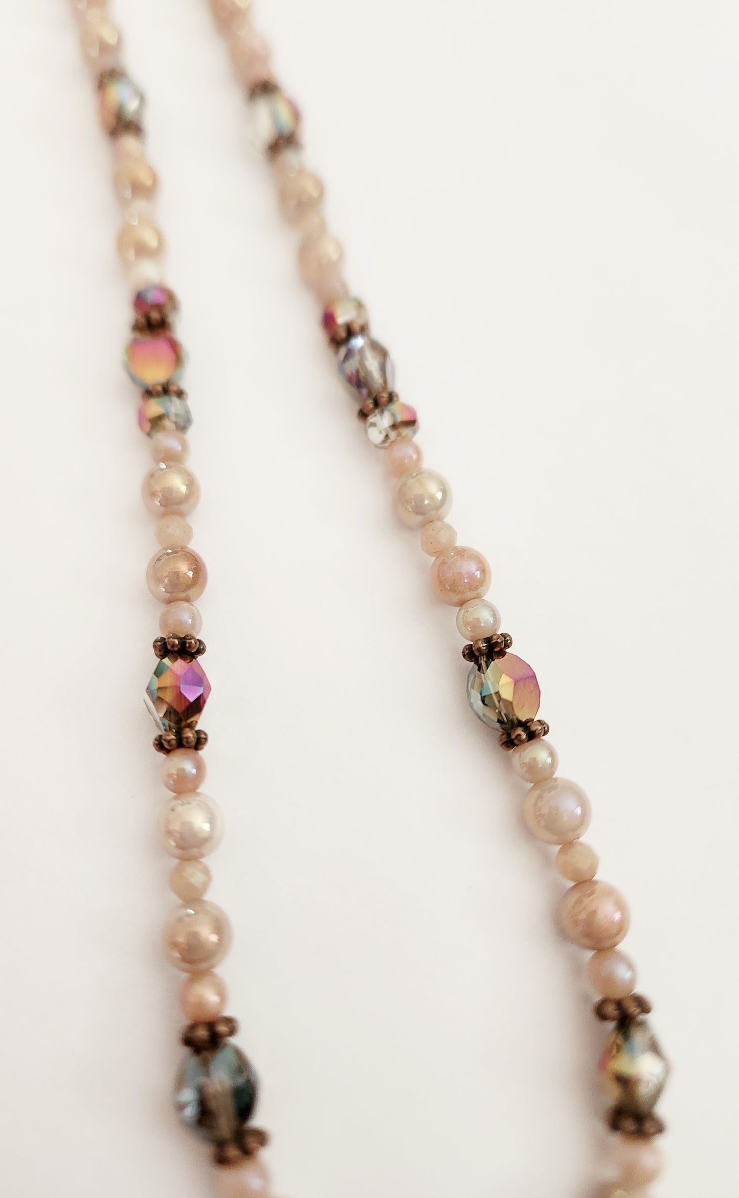 Copper Tree of Life Peach Moonstone gemstone necklace