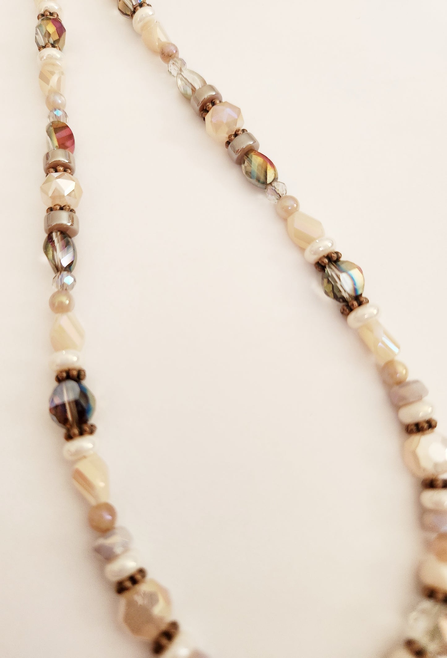 Copper luna moth Peach Moonstone necklace