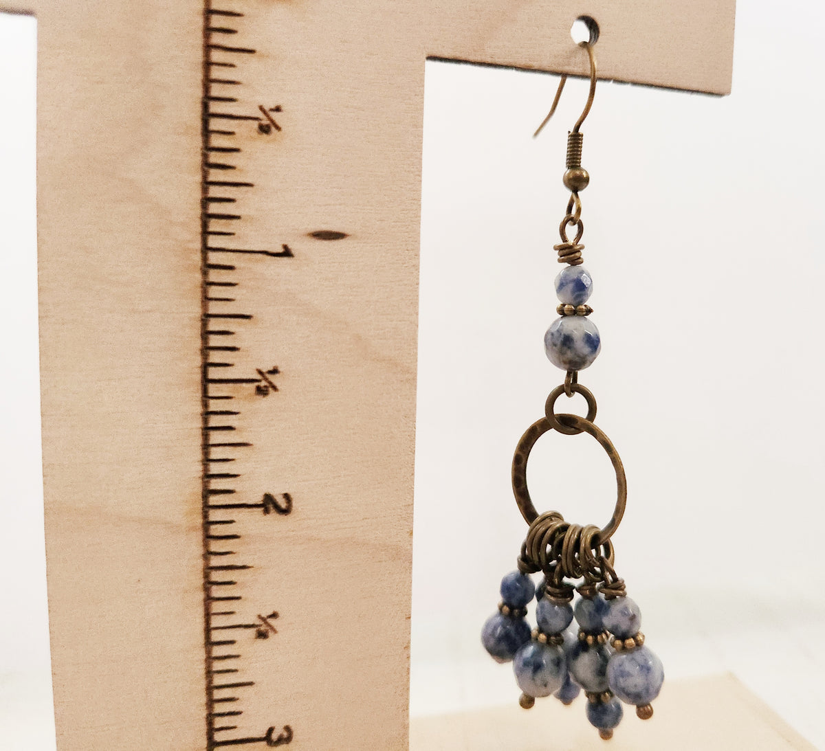 Dark gold chandelier Sodalite gemstone earrings