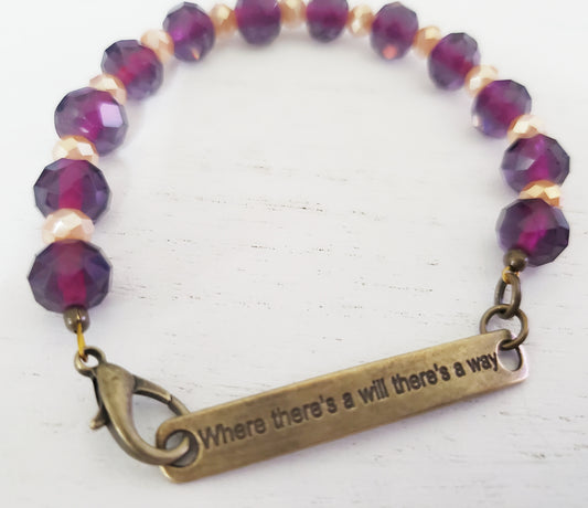 Purple beaded bracelet, Encouragement Gift, beaded bracelet, trendy jewelry, colorful bracelet, Inspirational Words