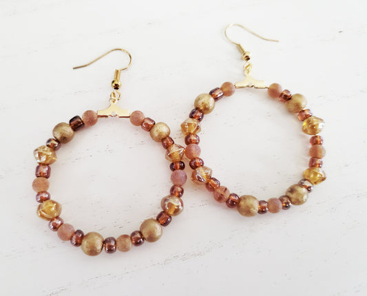 Large Hoop Earrings, Gold Hoop Earrings, Beaded Hoop Earrings, Trendy Earrings, Best Friend Gifts, everyday earrings