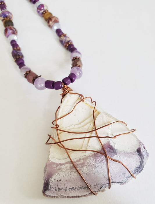 Shell necklace, sister gift, gift for Mom, shell jewelry, boho beaded necklace, Amethyst, Tiger's Eye, Jasper