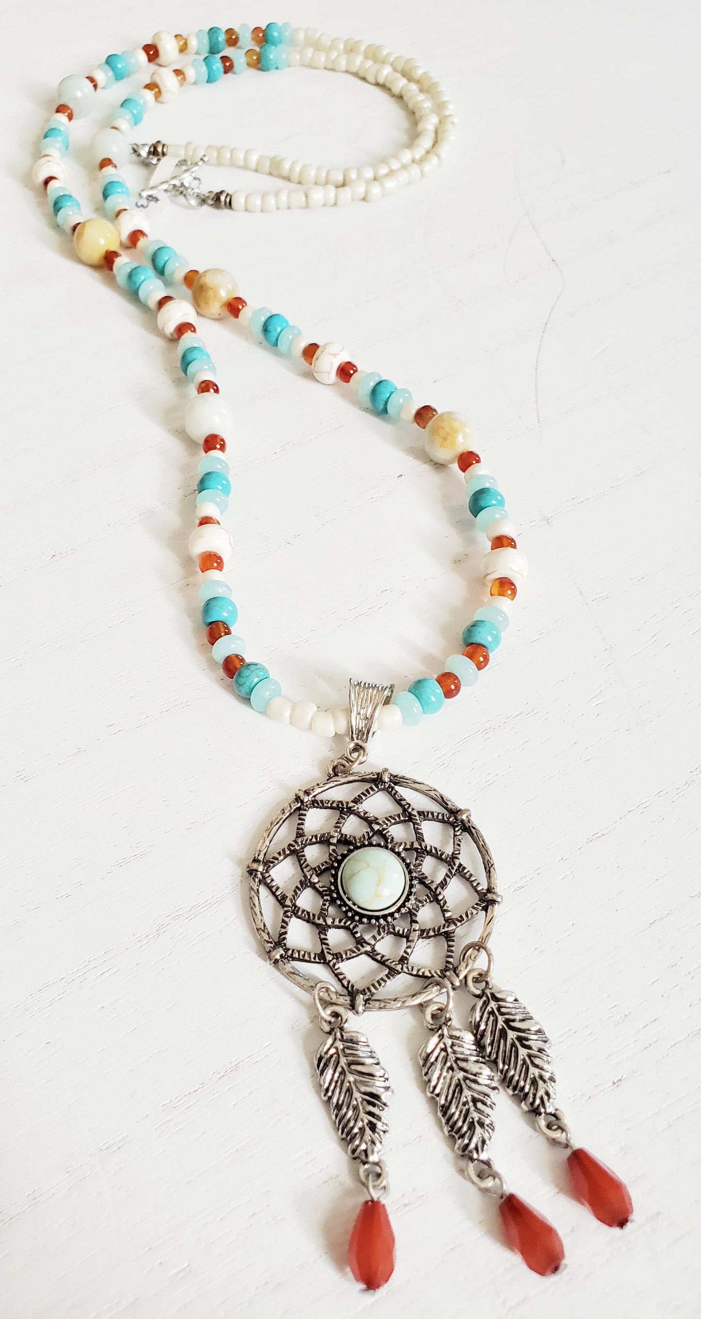 Dreamcatcher necklace, southwestern jewelry, beaded gemstone necklace, best friend gifts, Magickal Moon jewelry