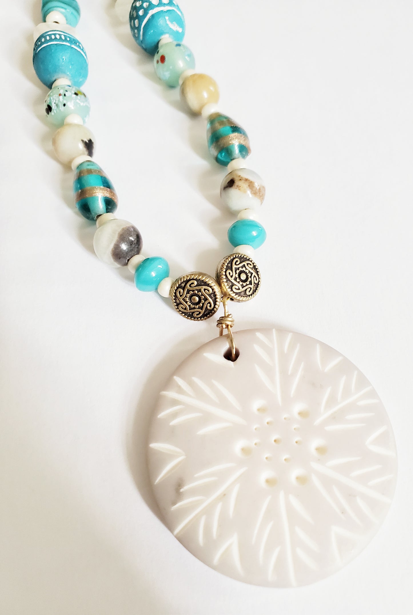 Wood Necklace, Bohemian Jewelry, Statement Necklace, Sister Gift, Birthday Gift for Mom, Beaded Necklace