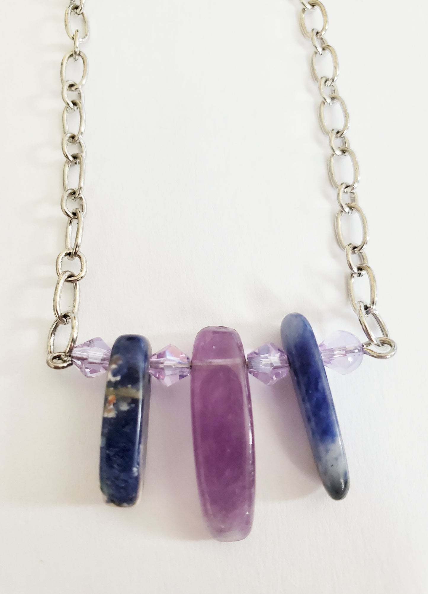 Amethyst and Sodalite necklace, girlfriend gift, birthday gift for her, bar necklace, dainty chain necklace