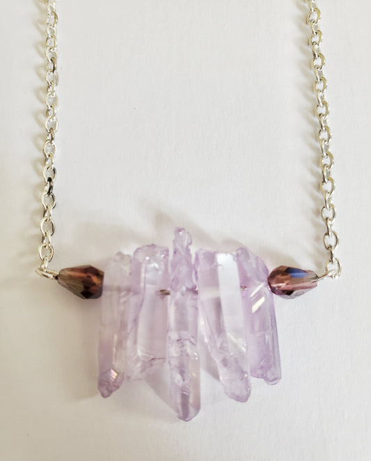 Angel Aura Quartz Necklace, Girlfriend Gift, Best Friends Gift, Dainty Necklace, Quartz Necklace, Raw Crystal Necklace, Bridal Jewelry