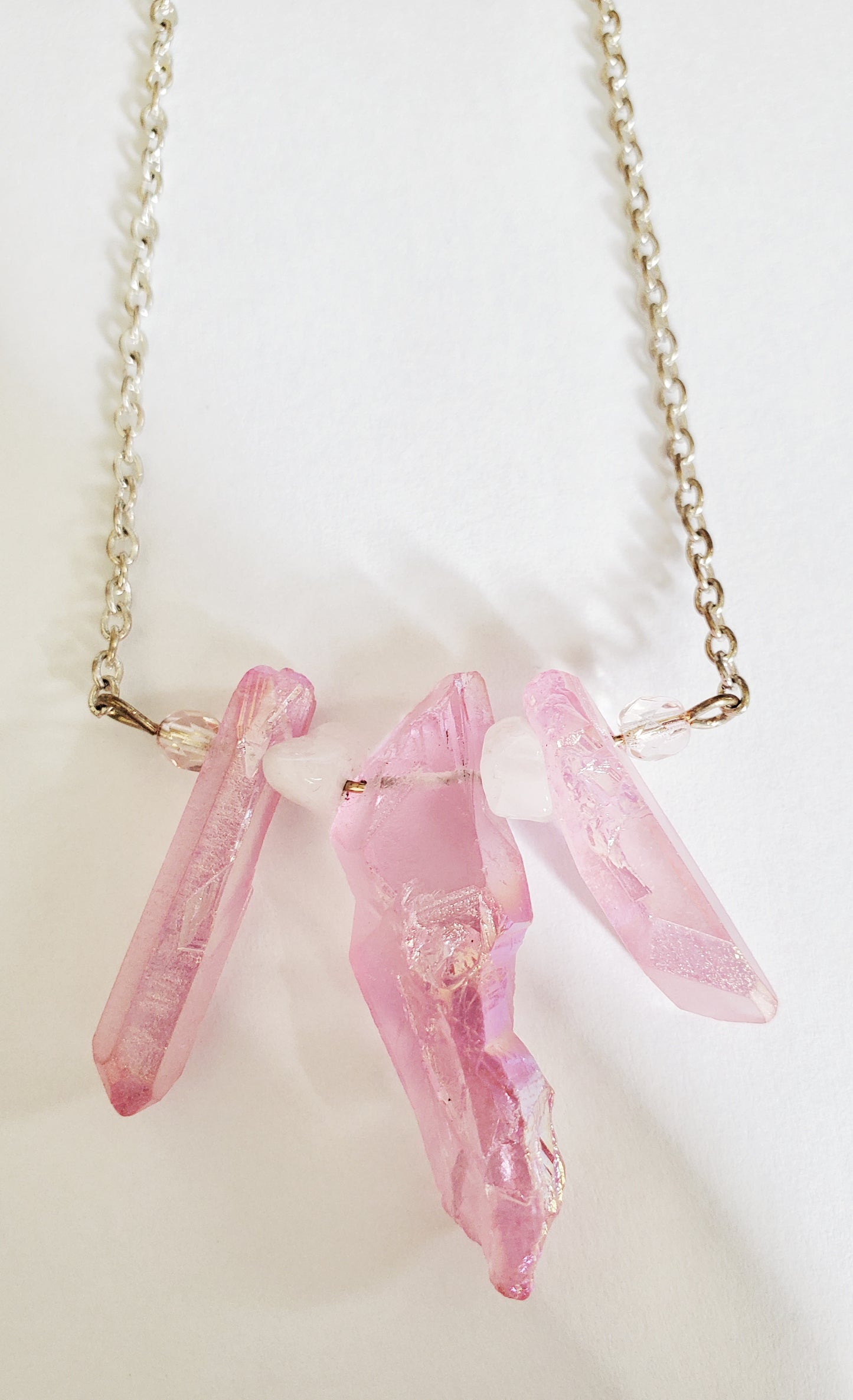 Angel Aura Quartz Necklace, Quartz Necklace, Sister Gift, Gift for Mom, Raw Stone Necklace, Dainty Necklace