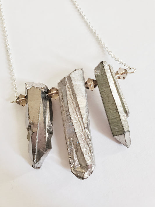 Titanium Quartz necklace, bridesmaid gift, best friend gifts, dainty chain necklace