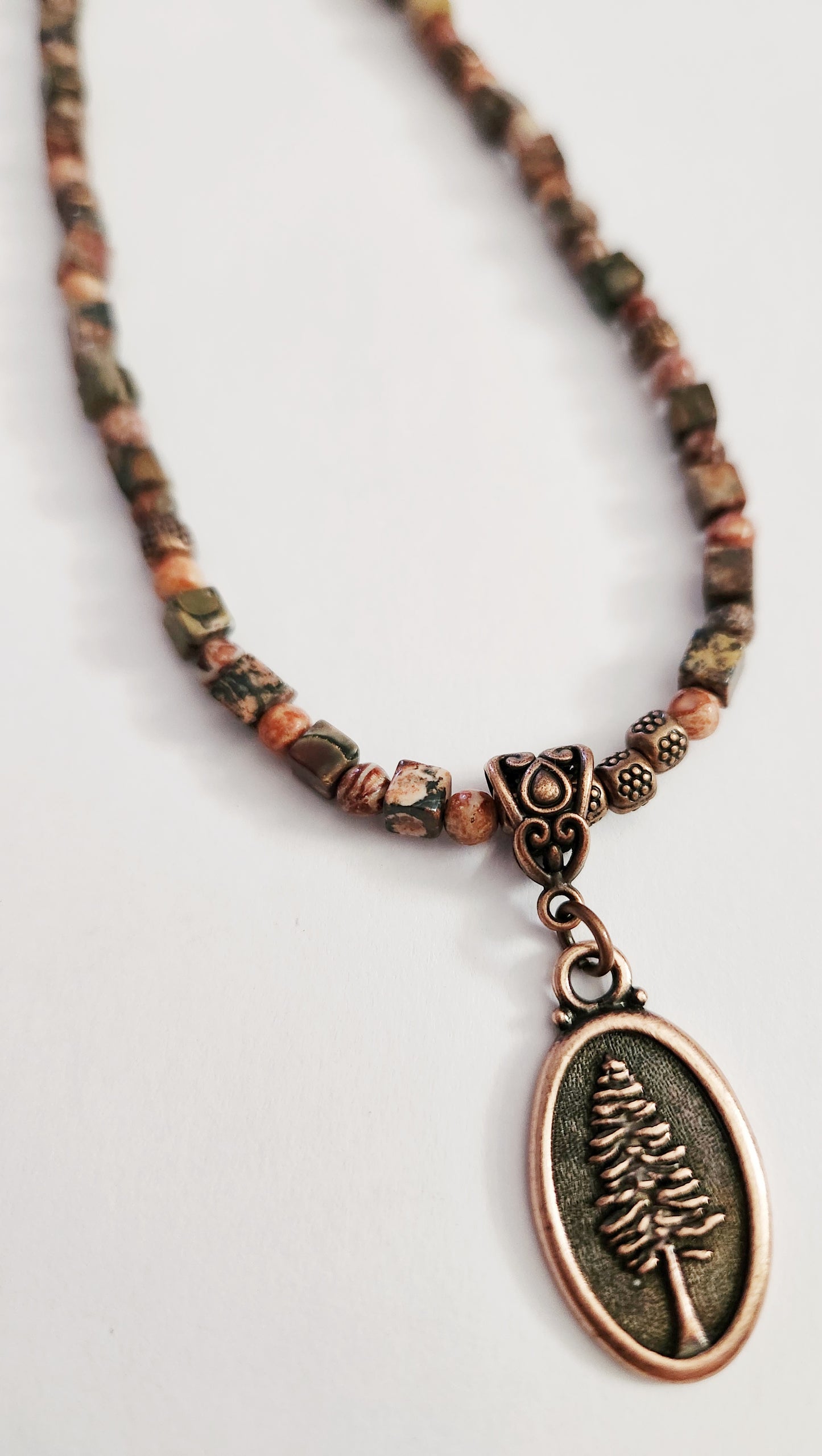 Copper tree necklace, not all who wander are lost, statement necklace, beaded necklace, sister gift, birthday gift for mom