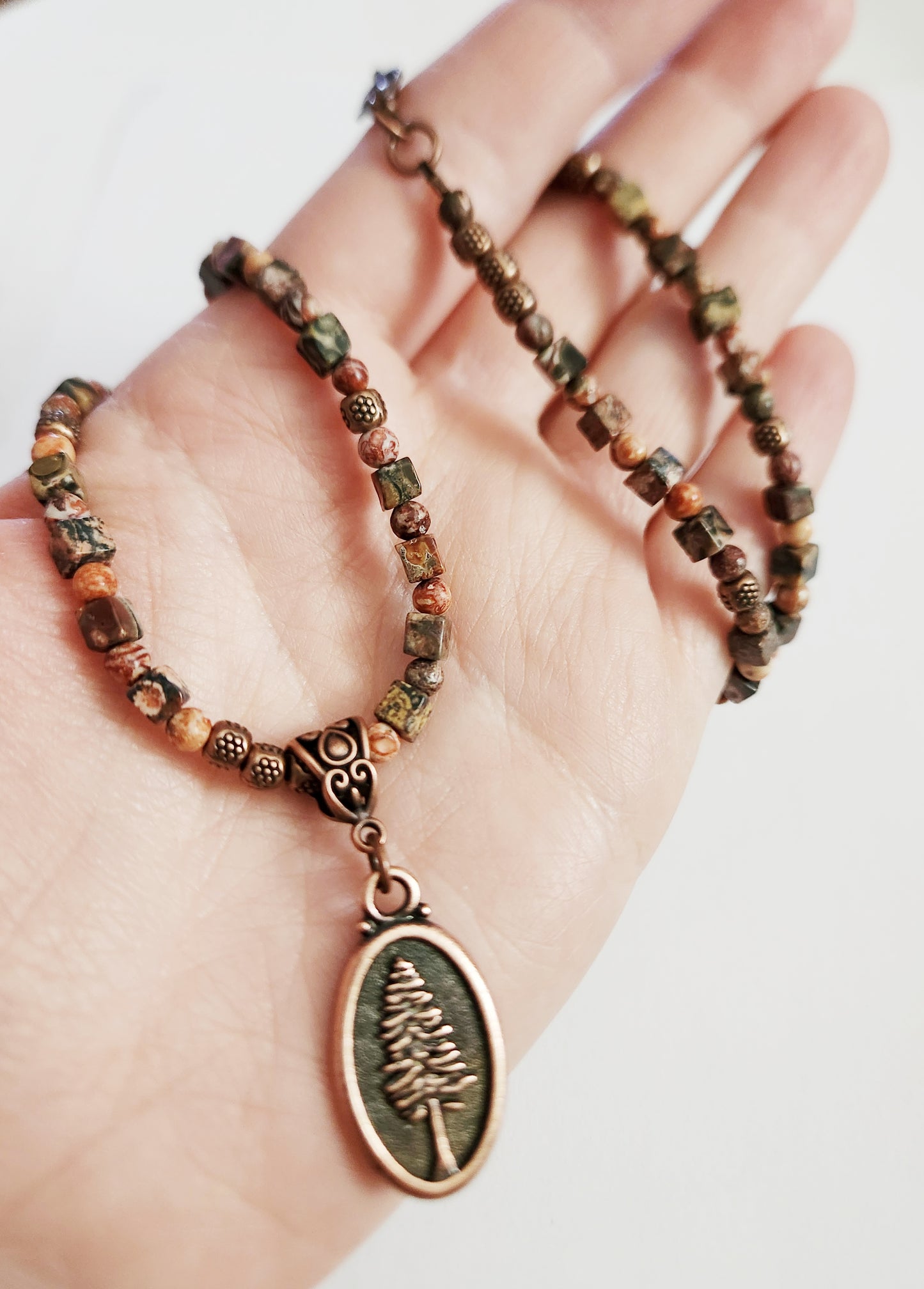 Copper tree necklace, not all who wander are lost, statement necklace, beaded necklace, sister gift, birthday gift for mom